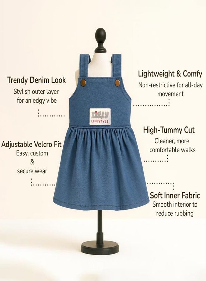 Zigly Lifestyle Denim Frock for Dogs-Blue-M- Soft Lightweight Pet Apparel for Small & Medium Breeds | Stylish Casual Outfit for Pets - Image 2